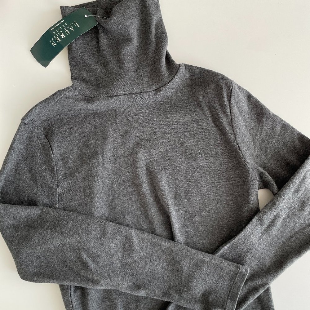 Vintage Ralph Lauren gray cotton long sleeve turtleneck top - Picture 7 of 9